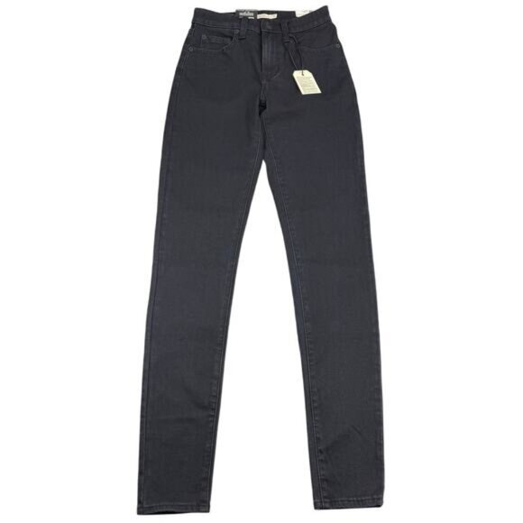 NWT LEVI'S Premium 721 High Rise Skinny Jean Size 25 x 32 Black Leather Patch - Picture 2 of 8